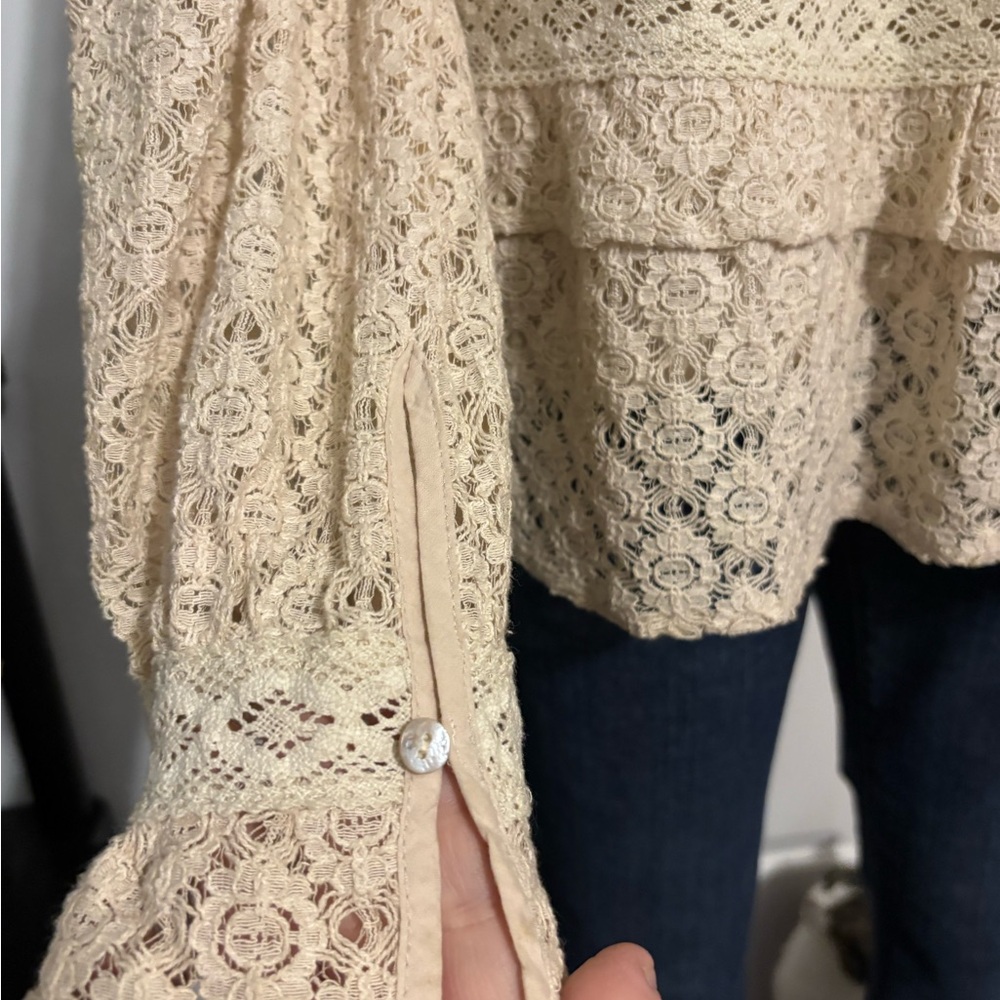 Listicle Cream Lace Ruffle Blouse - Picture 8 of 15